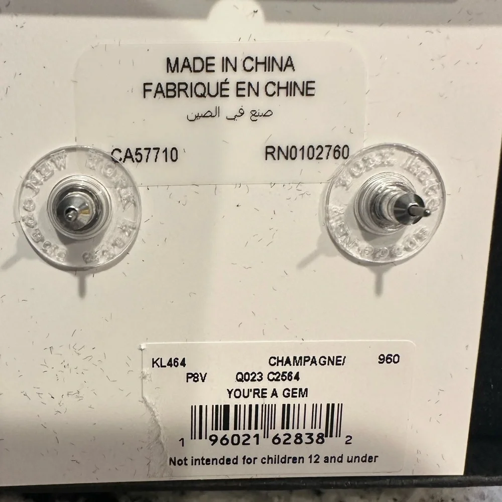 Kate Spade Champagne You're a Gem Stud Earrings NWT in Box - Picture 2 of 2